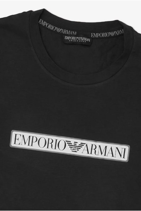 EMPORIO ARMANI Tshirt Coton Stretch Logo Print  -  Emporio Armani - Homme 00020 NERO Photo principale