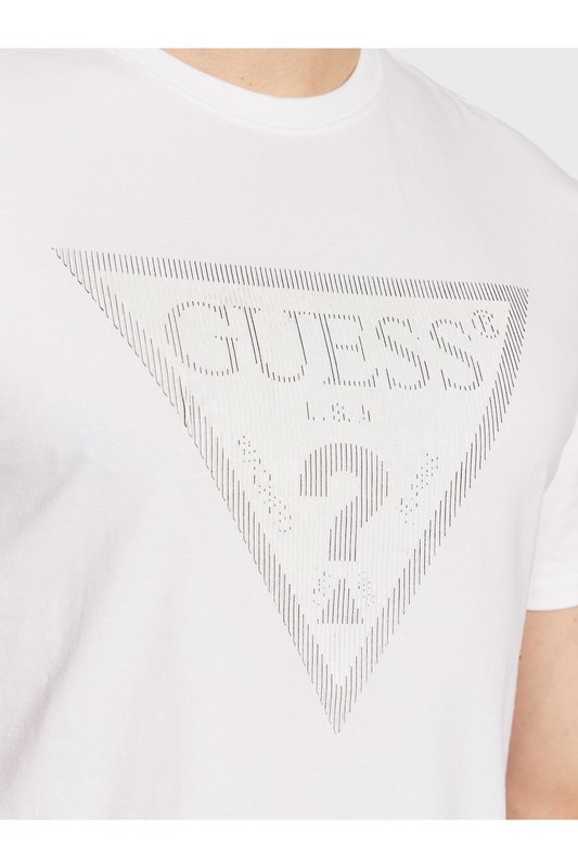 GUESS Tshirt Logo Triangle Textur  -  Guess Jeans - Homme G011 Pure White Photo principale