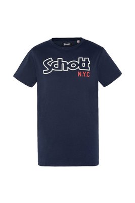 SCHOTT Tshirt Coton Logo Print Vintage  -  Schott - Homme NAVY