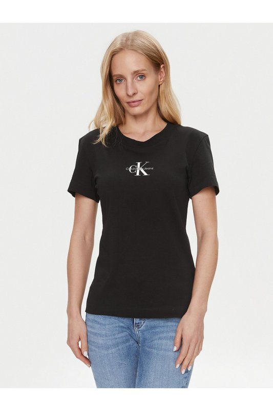 CALVIN KLEIN Tshirt Basique 100%coton  -  Calvin Klein - Femme BEH Ck Black
