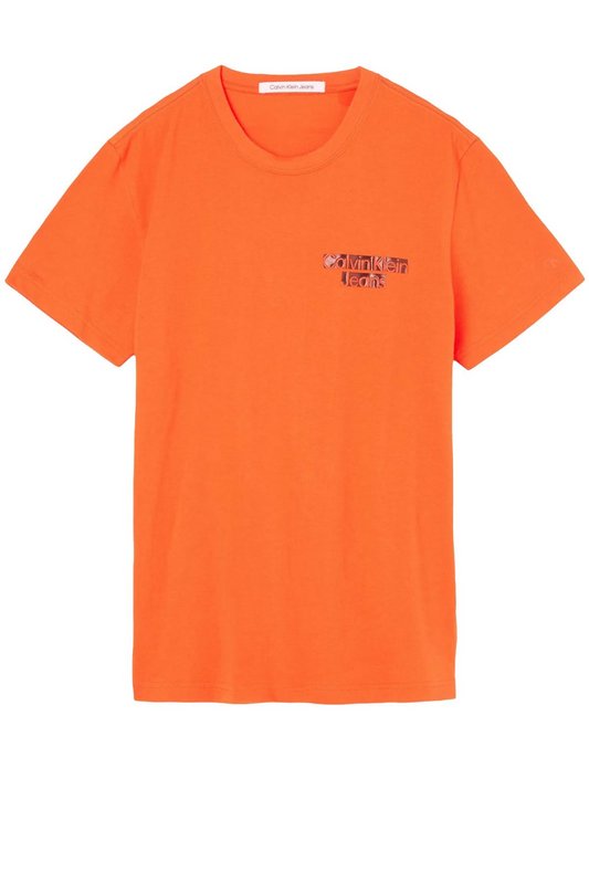 CALVIN KLEIN T Shirt Coton Logo  -  Calvin Klein - Homme S04 Coral Orange 1063018