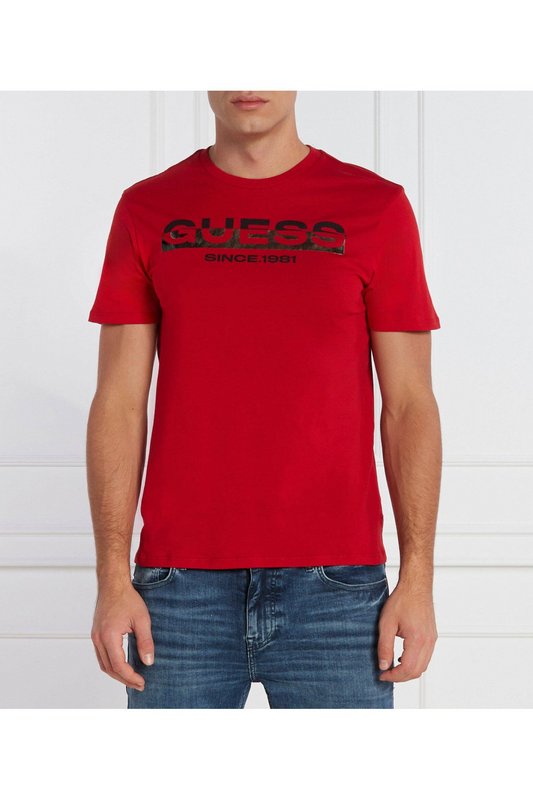 GUESS Tshirt Logo Frontal  -  Guess Jeans - Homme G532 CHILI RED 1063026