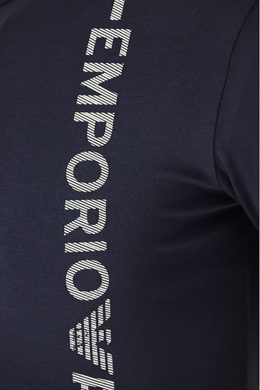 EMPORIO ARMANI Tshirt Ml Coton Stretch Logo Vertical  -  Emporio Armani - Homme 00135 MARINE Photo principale