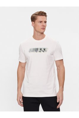 GUESS Tshirt Coton Regular Fit Logo Print  -  Guess Jeans - Homme G018 SALT WHITE