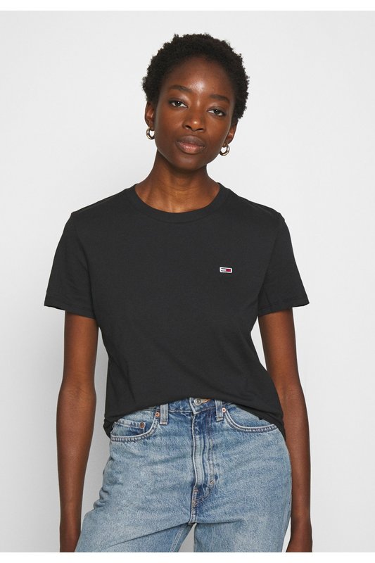 TOMMY JEANS Tshirt Logo 100% Coton Bio  -  Tommy Jeans - Femme BDS Black Photo principale