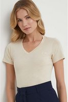 GUESS Tshirt Jersey Uni Logo Brod  -  Guess Jeans - Femme G1M5 PEARL OYSTER
