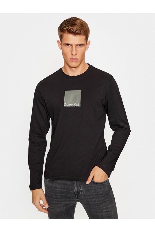CALVIN KLEIN Tshirt Ml Regular Fit Logo Print  -  Calvin Klein - Homme BEH Ck Black 1063069