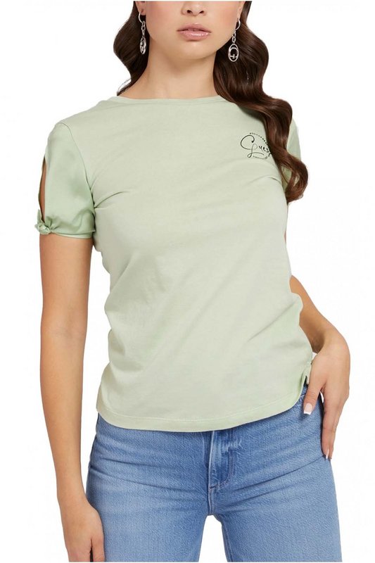 GUESS Tee Shirt Logo Strass  -  Guess Jeans - Femme A80B LOST IN THYME 1063075
