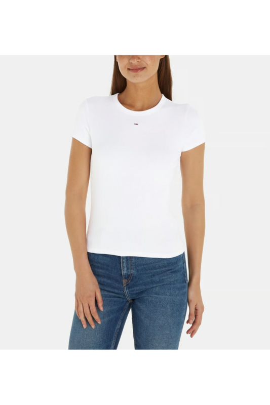 TOMMY JEANS Tshirt Slim Coton Stretch Ctel  -  Tommy Jeans - Femme YBR White Photo principale