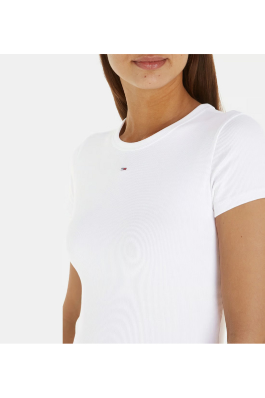 TOMMY JEANS Tshirt Slim Coton Stretch Ctel  -  Tommy Jeans - Femme YBR White Photo principale