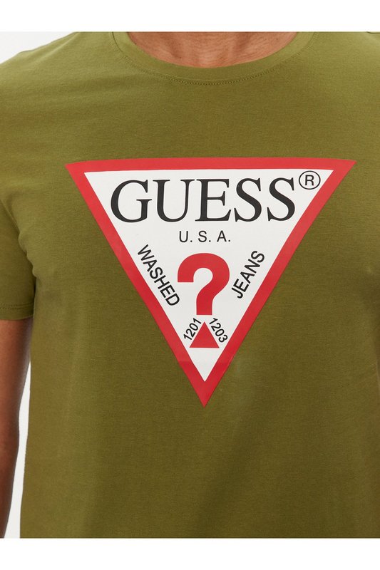 GUESS Tshirt Slim Fit Logo Iconique  -  Guess Jeans - Homme G8Y4 GREEN STONE Photo principale