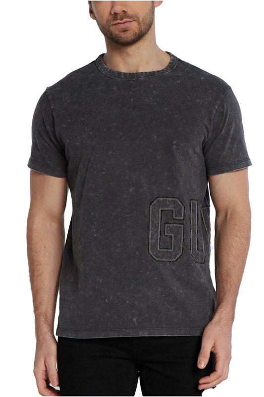 GUESS Tshirt Gros Logo Cousu Effet Dlav  -  Guess Jeans - Homme JBLK Jet Black A996 1063116