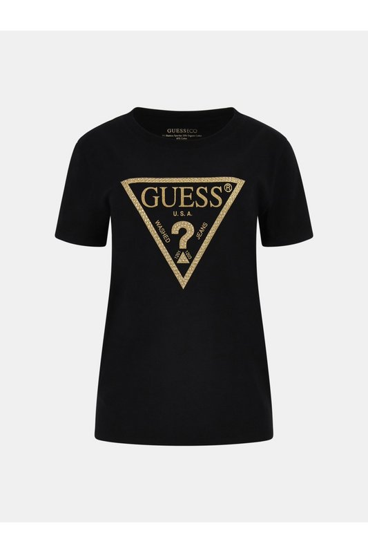 GUESS Tshirt Stretch Logo Triangle  -  Guess Jeans - Femme JBLK Jet Black A996 1063132