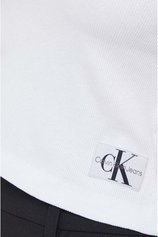 CALVIN KLEIN Tshirt Cotel Col V  -  Calvin Klein - Femme YAF Bright White Photo principale