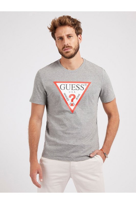 GUESS Tshirt Slim Fit Logo Iconique  -  Guess Jeans - Homme MRH Marble Heather Photo principale