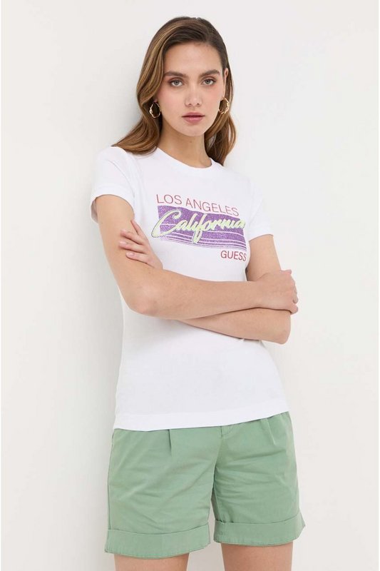 GUESS Tshirt Stretch California  -  Guess Jeans - Femme G011 Pure White 1063194