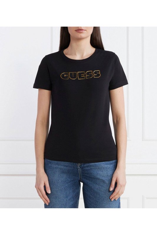 GUESS Tshirt Logo Strass  -  Guess Jeans - Femme JBLK Jet Black A996 1063214