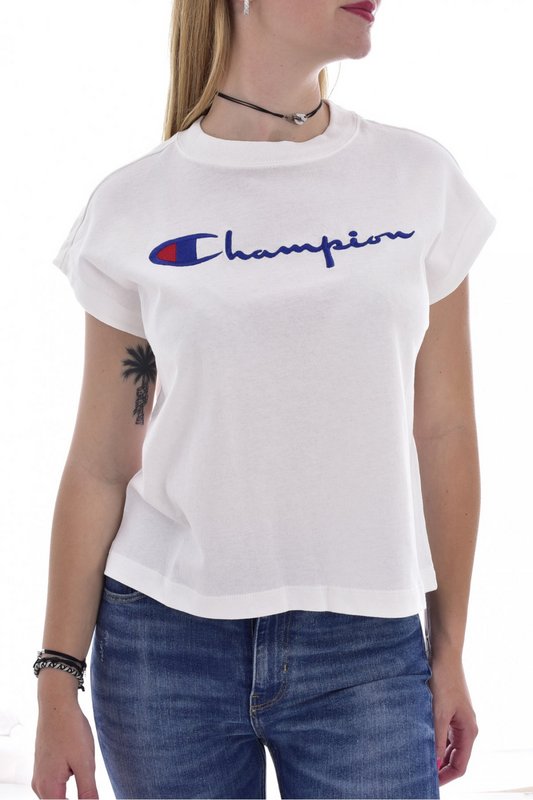 CHAMPION Tee Shirt Iconique En Coton   -  Champion - Femme WHT Photo principale