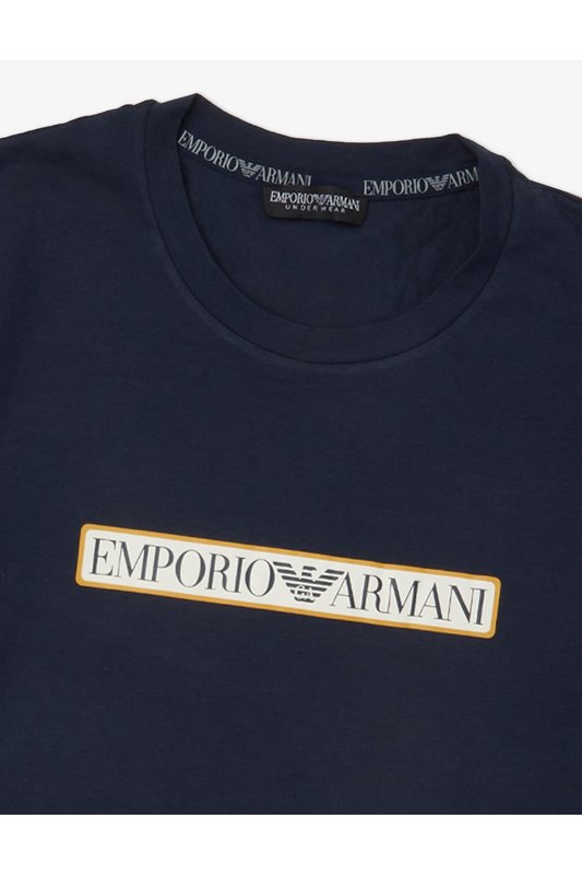 EMPORIO ARMANI Tshirt Coton Stretch Logo Print  -  Emporio Armani - Homme 00135 MARINE Photo principale