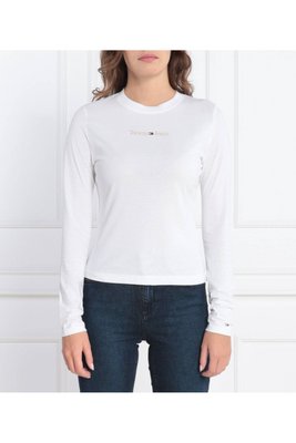 TOMMY JEANS Tshirt Ml Coton Logo Brod  -  Tommy Jeans - Femme YBR White