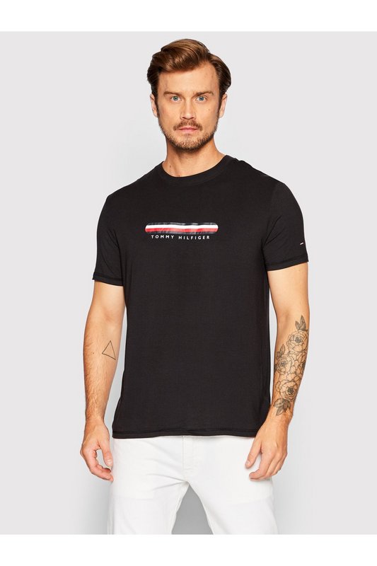 TOMMY HILFIGER Tshirt Droit Logo Print  -  Tommy Hilfiger - Homme BDS Black Photo principale