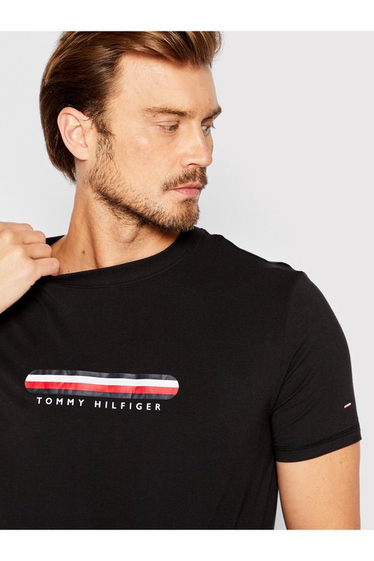 TOMMY HILFIGER Tshirt Droit Logo Print  -  Tommy Hilfiger - Homme BDS Black Photo principale