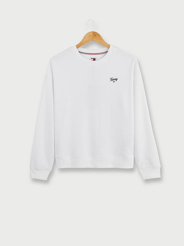 TOMMY JEANS Sweat-shirt Uni Mini Logo Brod Blanc 1063398