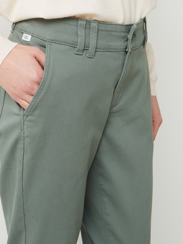 S OLIVER Pantalon Chino Coupe Droite En Coton Stretch Vert kaki Photo principale