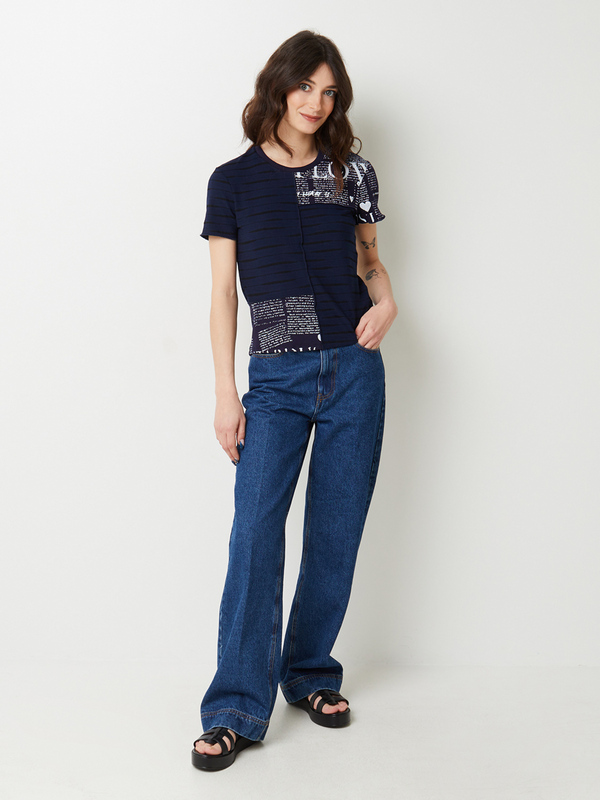 DESIGUAL Tee-shirt En Jersey Ctel Stretch Avec Motifs Bleu marine Photo principale