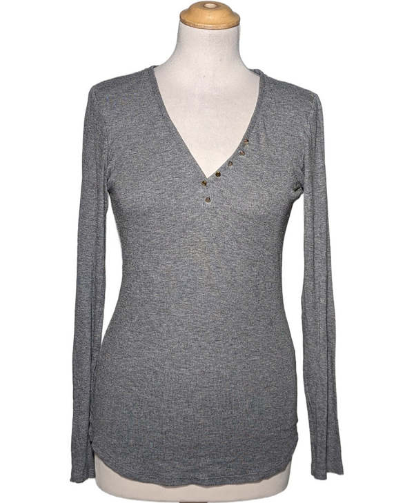 MASSIMO DUTTI SECONDE MAIN Top Manches Longues Gris 1080736