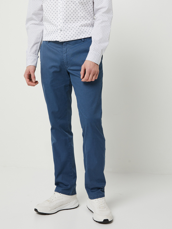 MEYER Pantalon Chino En Coton Stretch Uni Bleu 1082015
