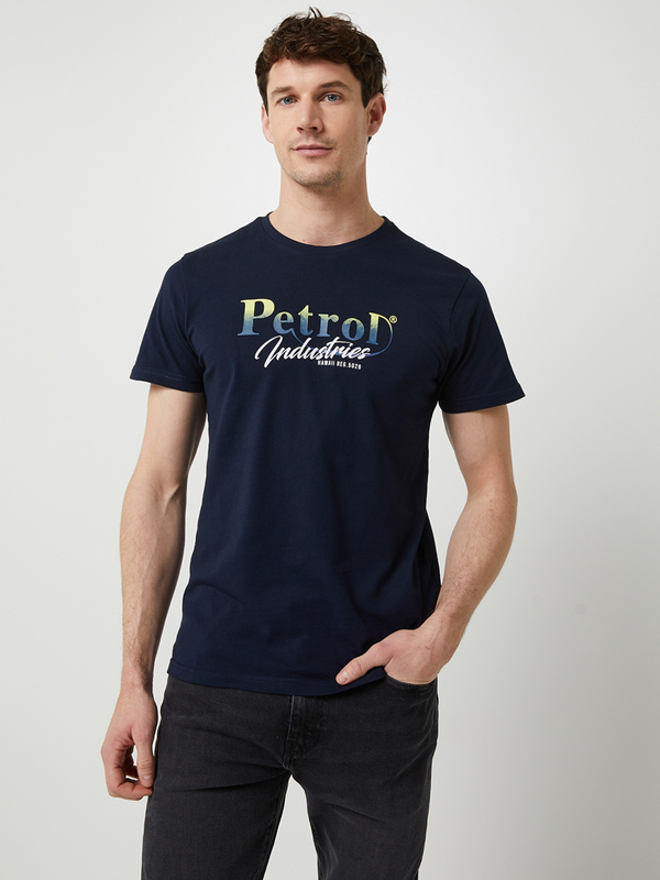 PETROL INDUSTRIES Tee-shirt Manches Courtes Logo 100% Coton Uni Bleu marine Photo principale