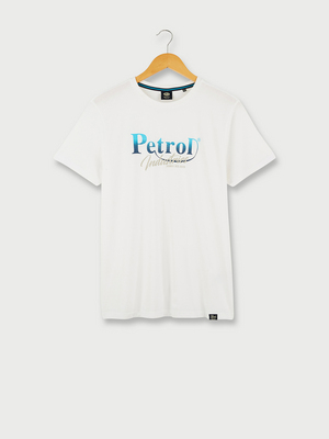 PETROL INDUSTRIES Tee-shirt Manches Courtes Logo 100% Coton Uni Blanc