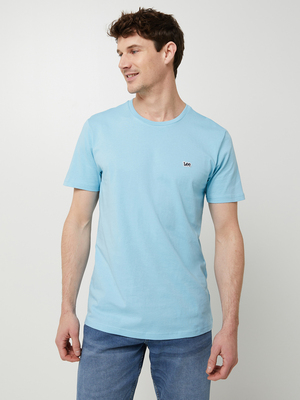 LEE Tee-shirt 100% Coton Uni Mini Logo Bleu turquoise