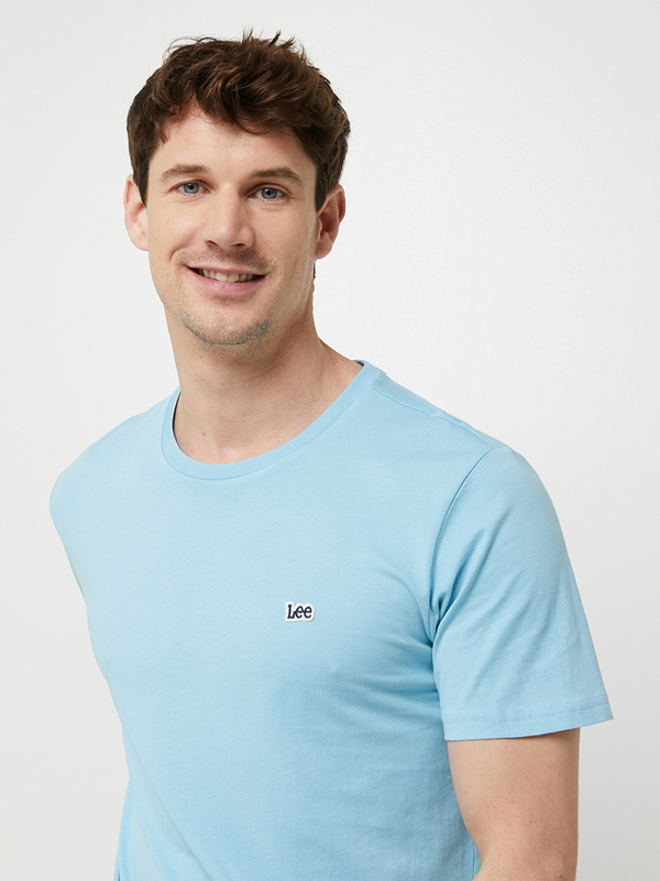 LEE Tee-shirt 100% Coton Uni Mini Logo Bleu turquoise Photo principale