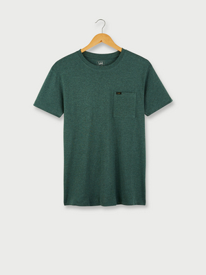 LEE Tee-shirt Slim 100% Coton Uni Poche Poitrine Vert