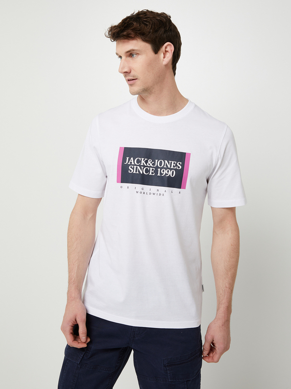 JACK AND JONES Tee-shirt Logo 100% Coton Blanc 1082038