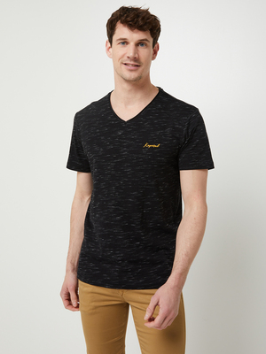 KAPORAL Tee-shirt Encolure V Mini Logo Brod Noir