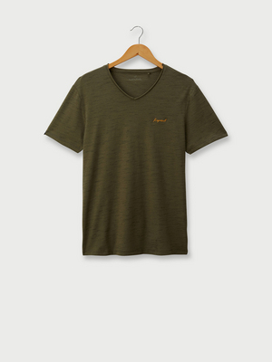 KAPORAL Tee-shirt Encolure V Mini Logo Brod Vert kaki