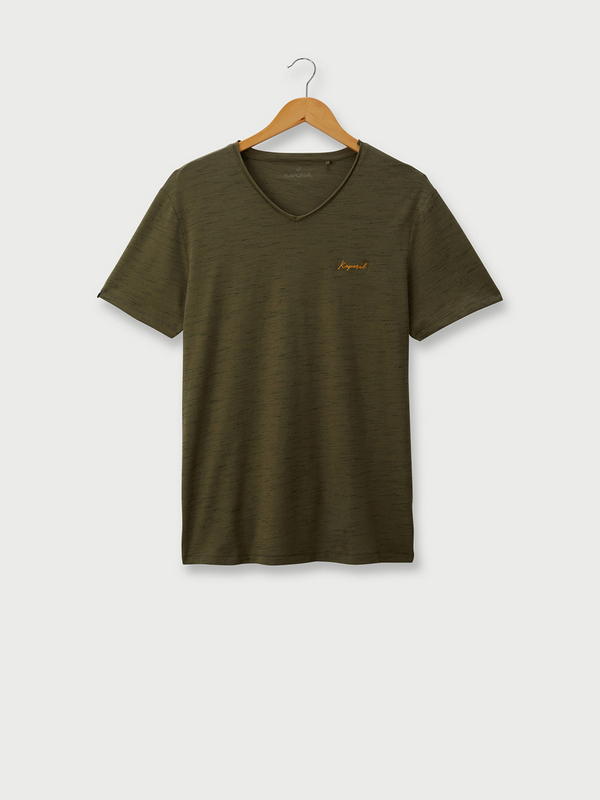 KAPORAL Tee-shirt Encolure V Mini Logo Brod Vert kaki 1082040