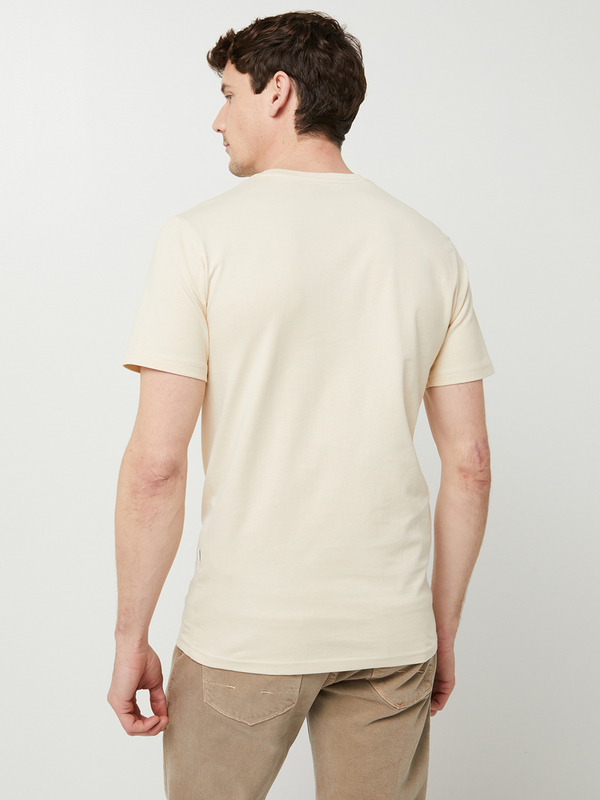 SELECTED Tee-shirt 100% Coton Biologique Mini Logo Brod Beige Photo principale
