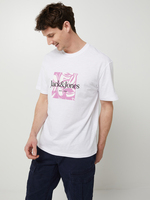 JACK AND JONES Tee-shirt Logo 100% Coton Flamm Blanc