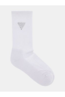 GUESS Chaussettes Logo Strass  -  Guess Jeans - Femme G011 Pure White