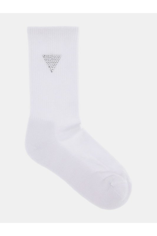 GUESS Chaussettes Logo Strass  -  Guess Jeans - Femme G011 Pure White 1082080