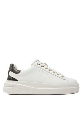 GUESS Sneakers Basses Cuir Elbina  -  Guess Jeans - Femme WHITE BROWN