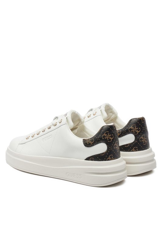 GUESS Sneakers Basses Cuir Elbina  -  Guess Jeans - Femme WHITE BROWN Photo principale