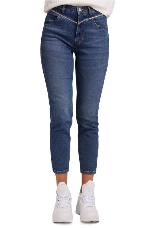 GUESS Jean Mom  Taille Haute Strass  -  Guess Jeans - Femme SPKL SPARKLE BLUE Photo principale