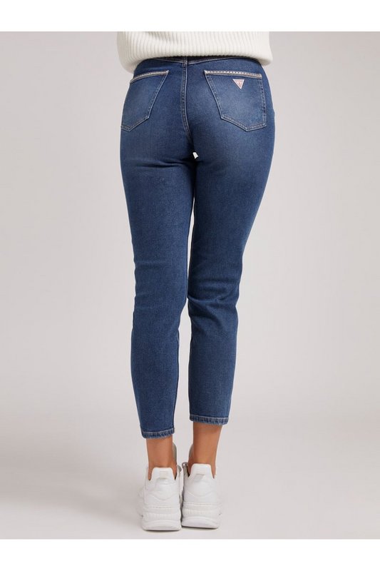 GUESS Jean Mom  Taille Haute Strass  -  Guess Jeans - Femme SPKL SPARKLE BLUE Photo principale