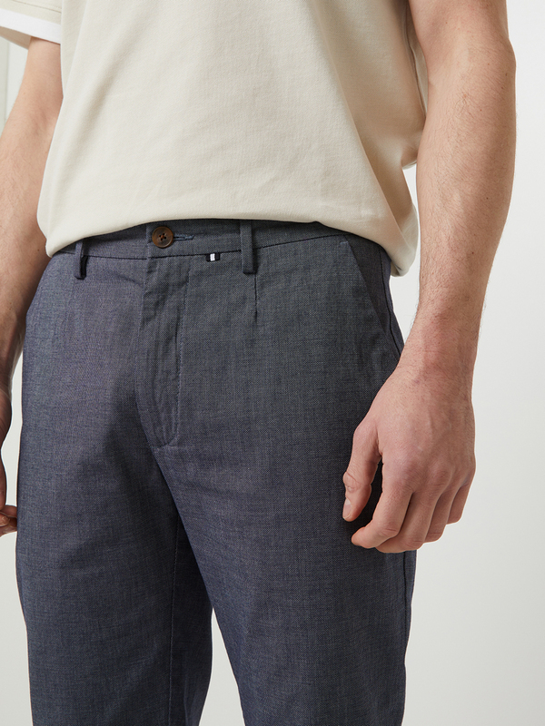 ODB Pantalon Chino En Tissu Chambray Coton Stretch Bleu Photo principale