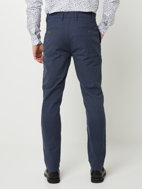 ODB Pantalon Chino En Tissu Chambray Coton Stretch Bleu Encre Photo principale